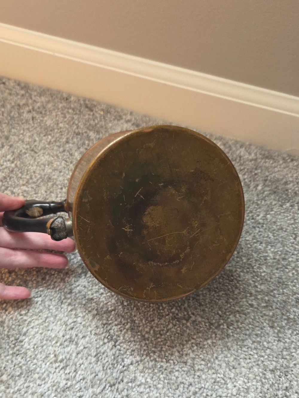 Antique-Style Copper Teapot with Black Handle